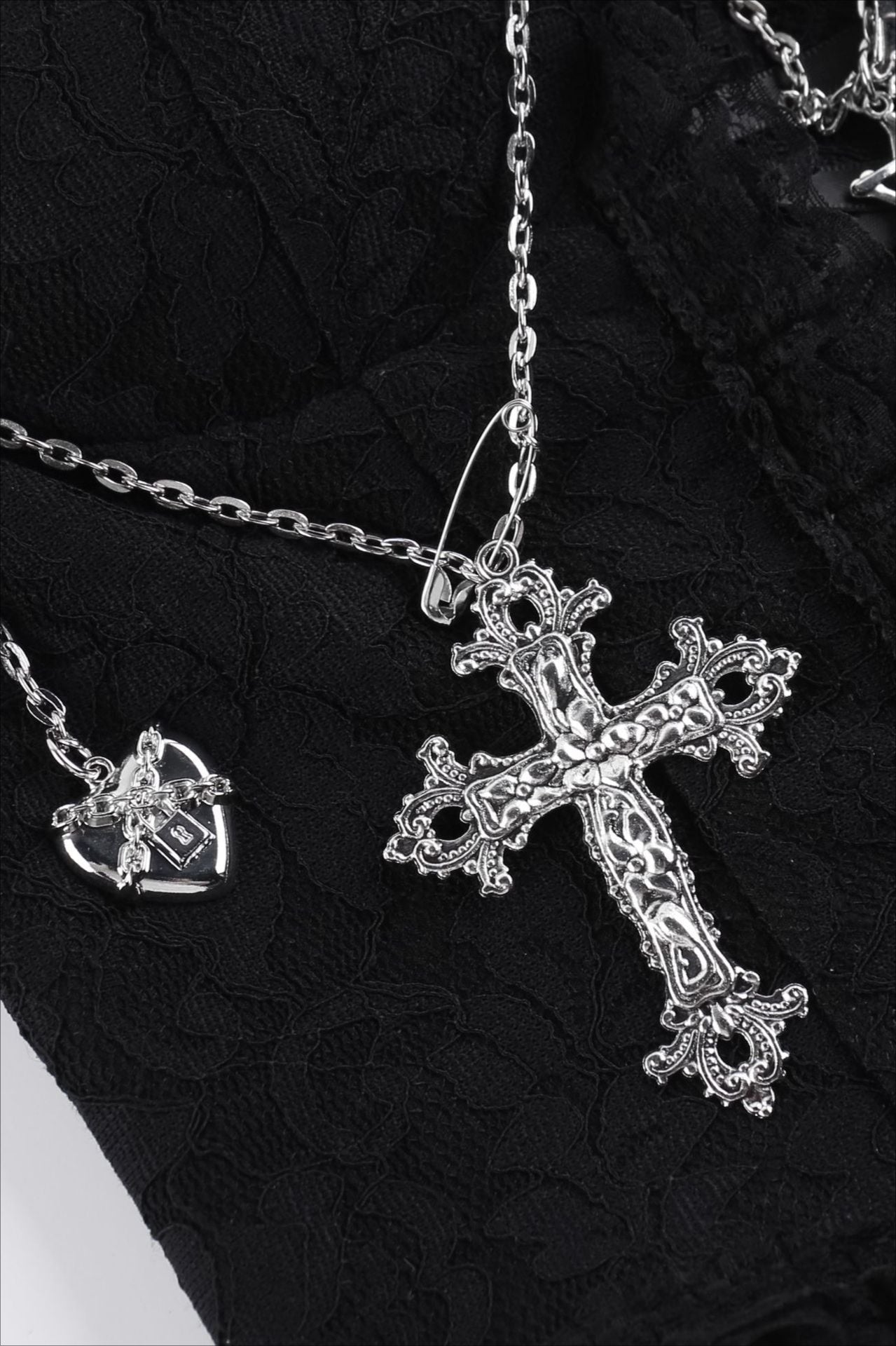 Dark Gothic Cross Chain Bustier Corset - Fashionpara