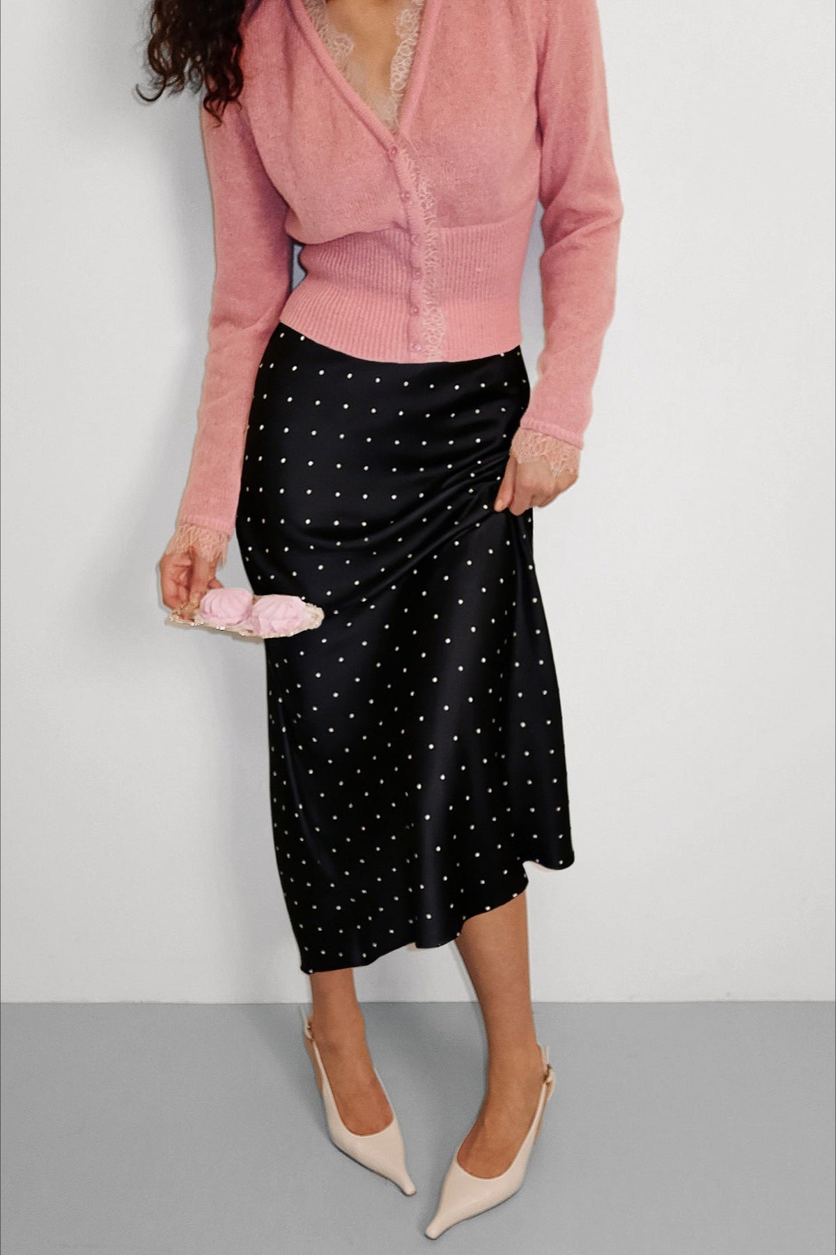 Polka Dot Straight Maxi Skirt