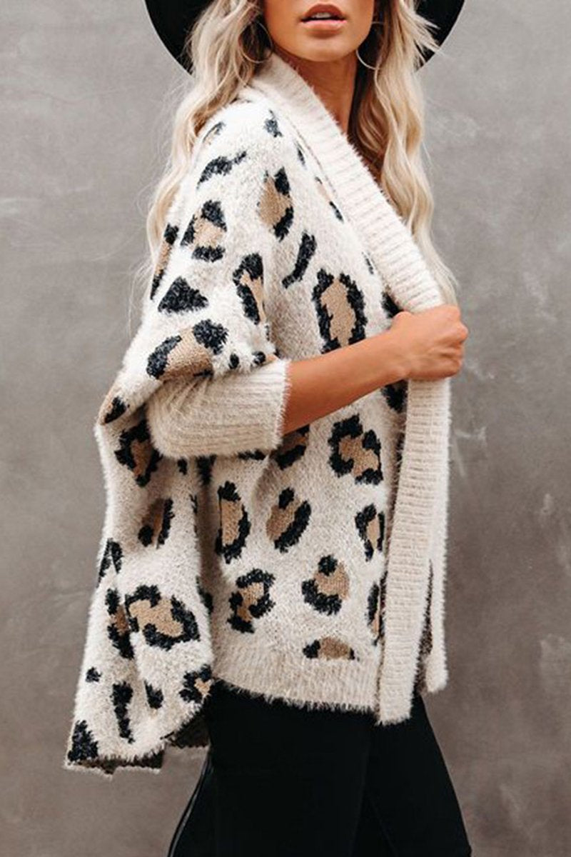 Leopard Print Loose Apricot Cardigan