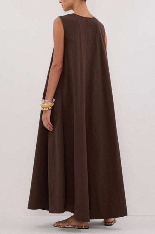 V-Neck Sleeveless Gathered A-Line Maxi Dress 5