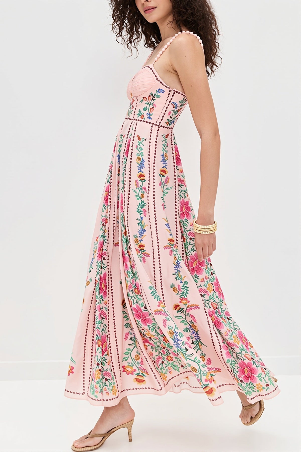 Floral Sweetheart Bustier High Split Maxi Dress 3