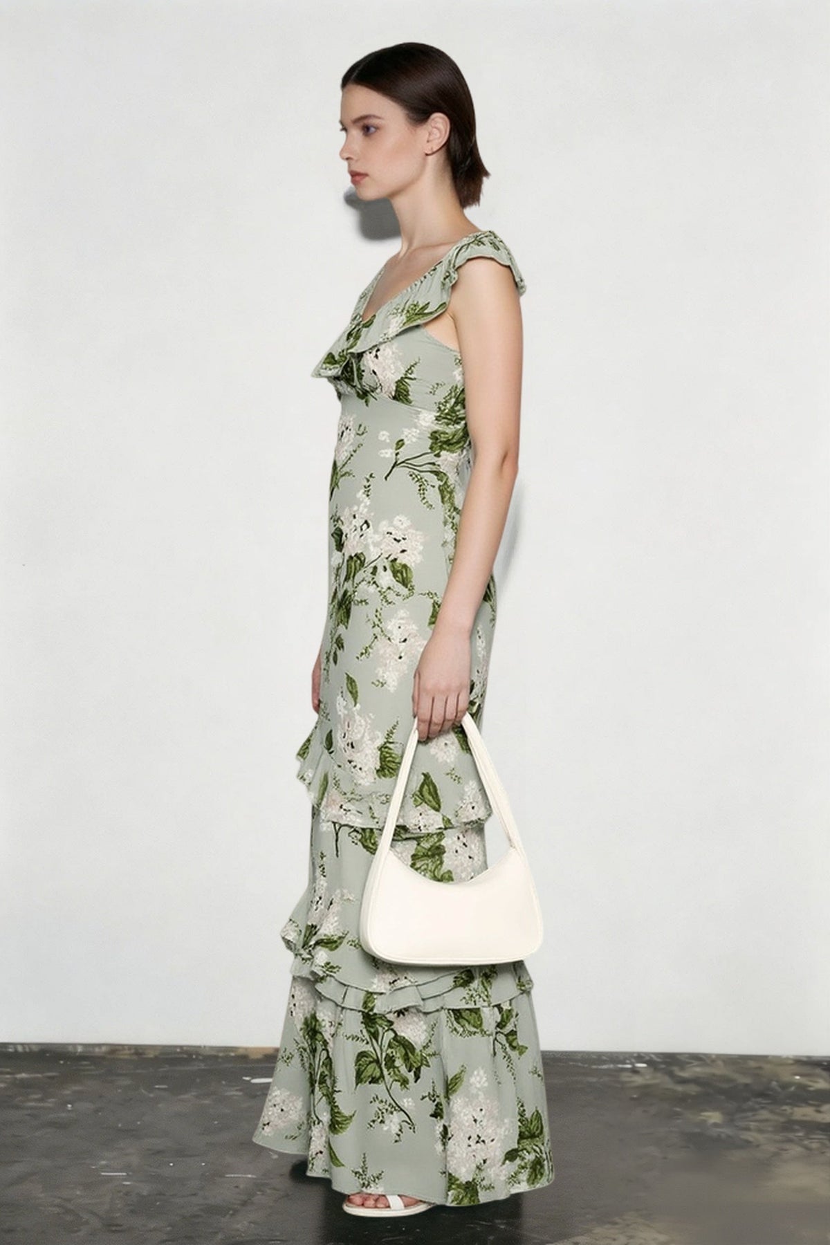 Floral Print Ruffle Strap Tiered Maxi Dress 8