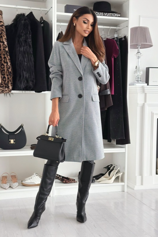 Explosive Model Plain Single Breasted Simple Woolen Long Sleeve Overcoat - Fashionpara