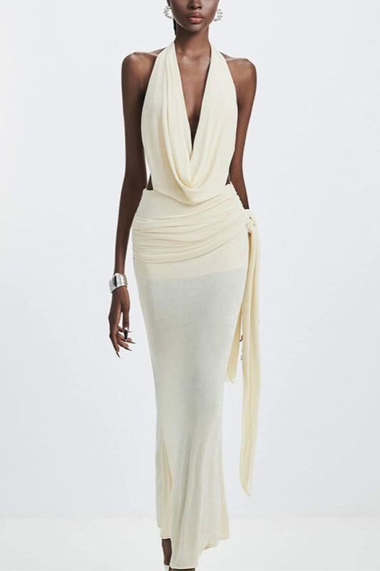 High-Waist Halter-Neck Dress