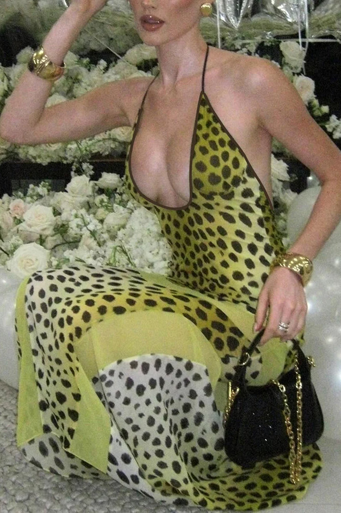 Irregular Cross Halter Maxi Dress