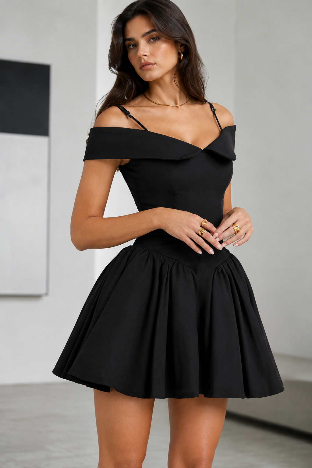 Off Shoulder Sweetheart Drop Waist Full Skirt Mini Dress 10