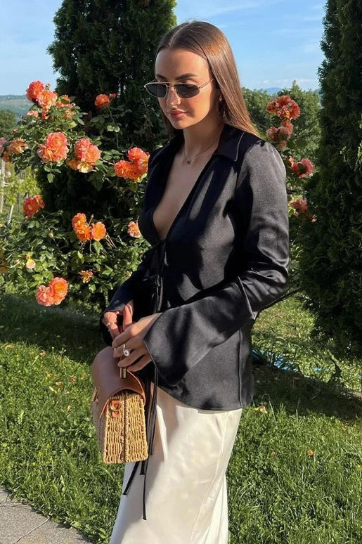 Bow Detail Satin Blouse