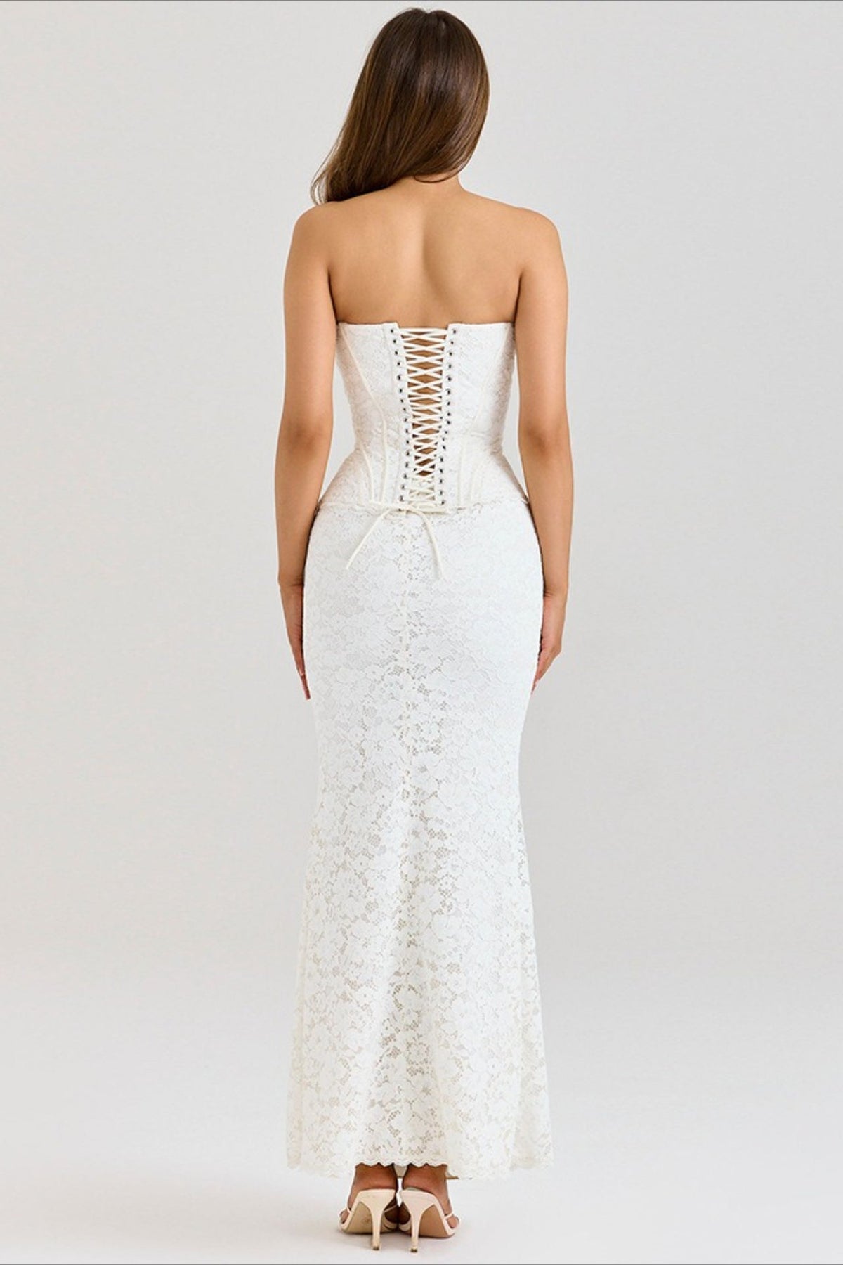 Lace Strapless Corset Mermaid Maxi Dress 4