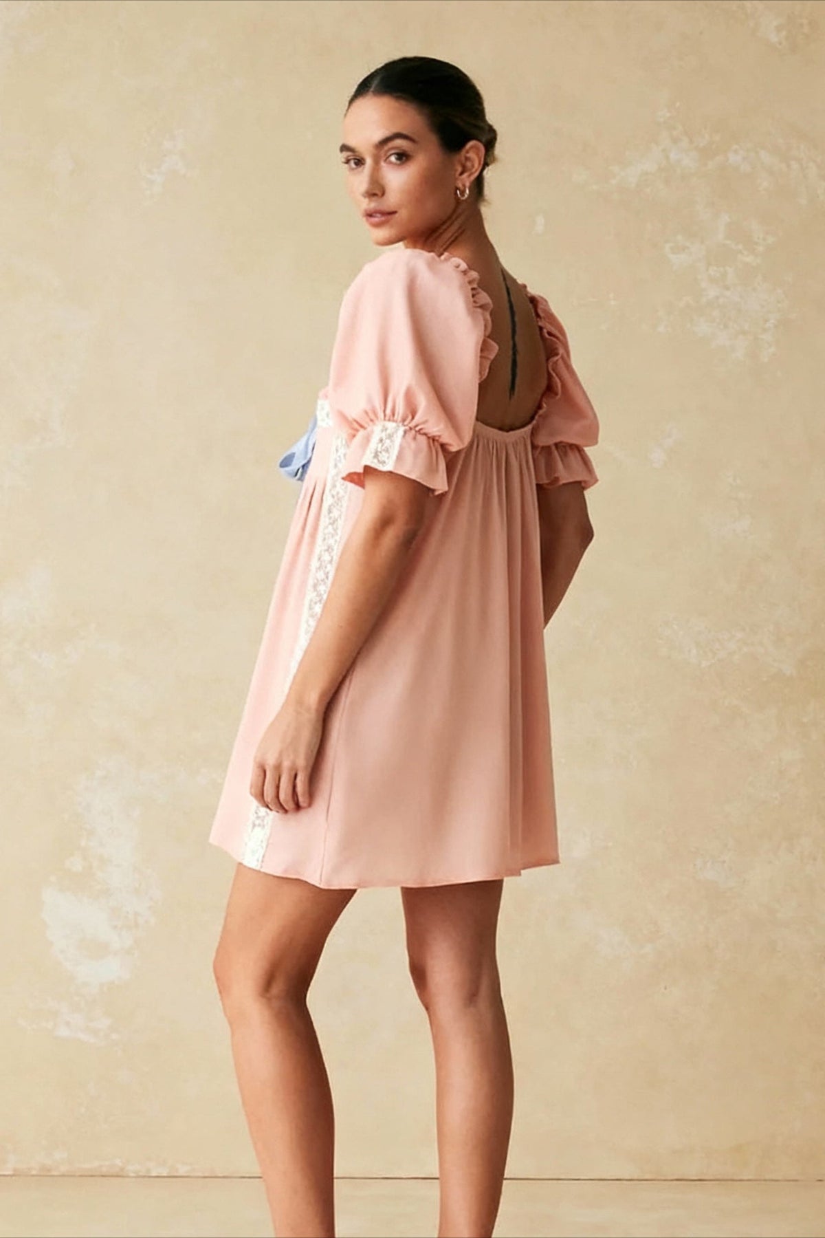 Square Neck Puff Sleeve Mini Dress