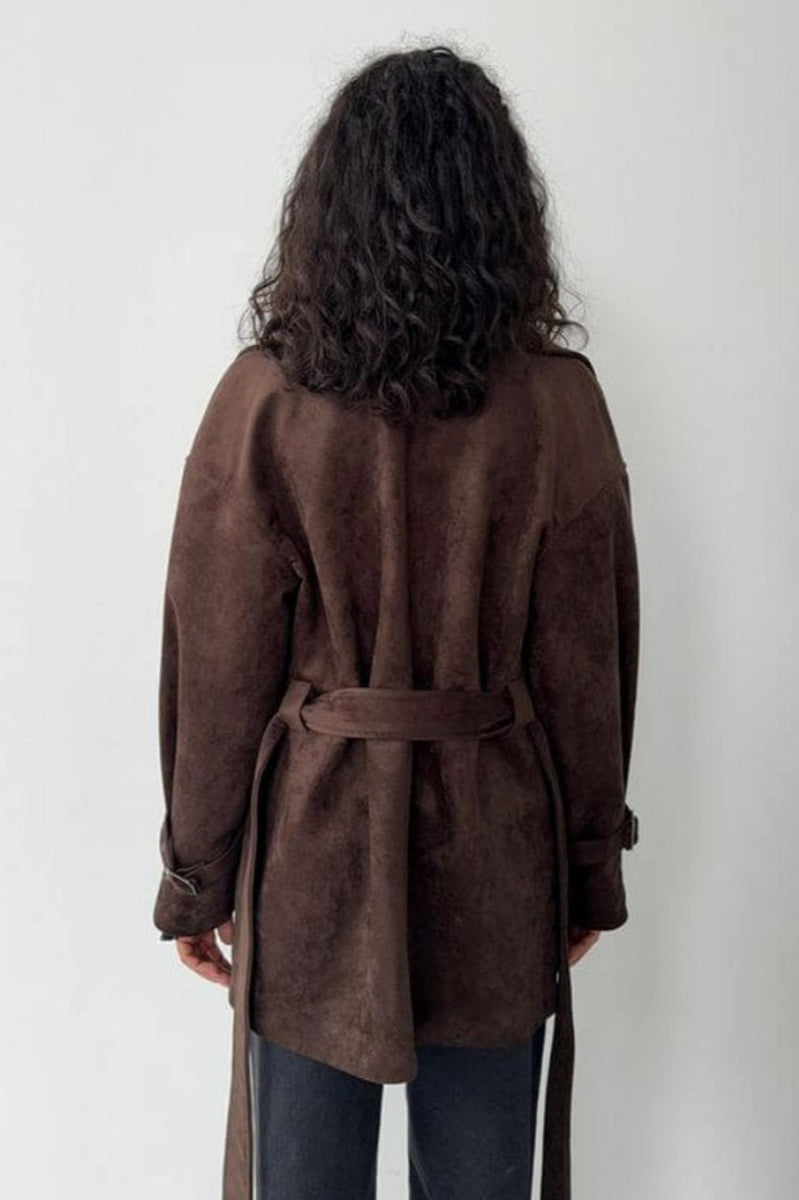 Vintage Suede Tie Waist Jacket for Timeless Style and Comfort