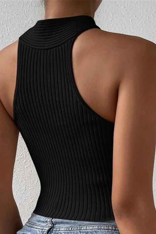 Knit Cross Neck Crop Top - Fashionpara