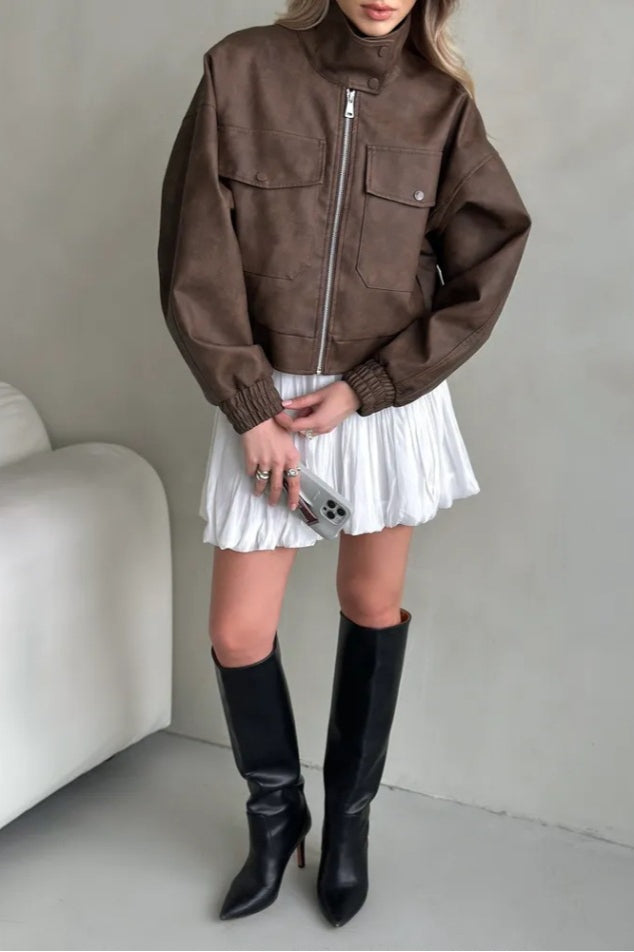 Lightweight PU Open Coat for Effortless Style and Comfort