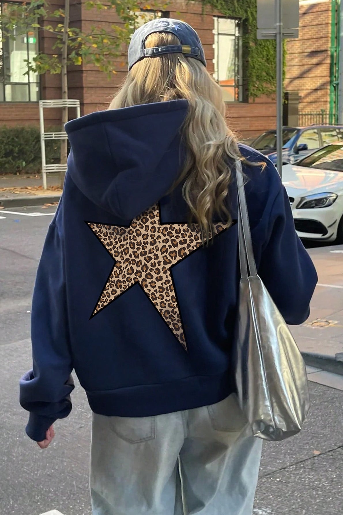 Casual Leopard Star Print Hoodie - Fashionpara