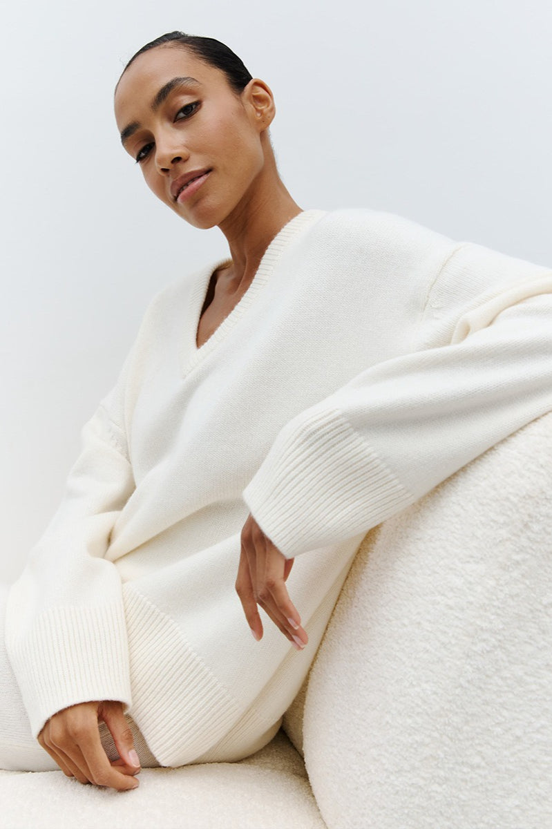 V Neck Pullover Knit Sweater