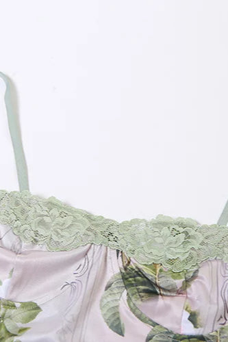 Floral Lace Suspender Midi Dress