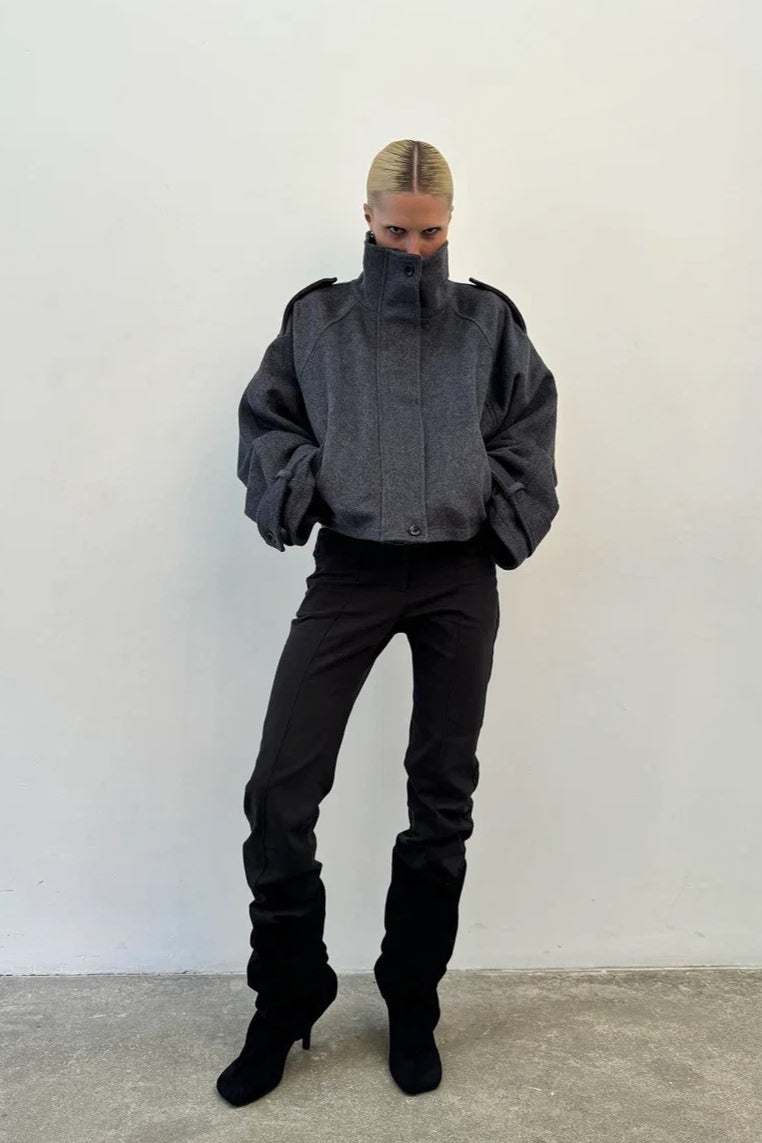 Elegant Wool Blend Stand Collar Coat - Fashionpara