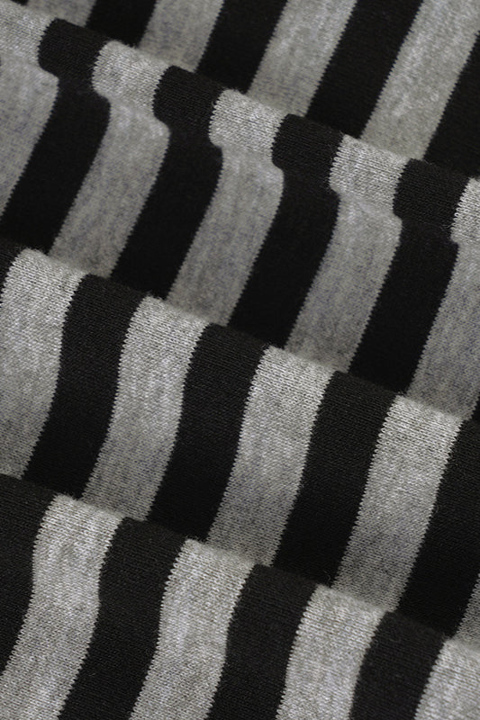 Black White Stripe One Shoulder Slim Long Sleeve Blouse