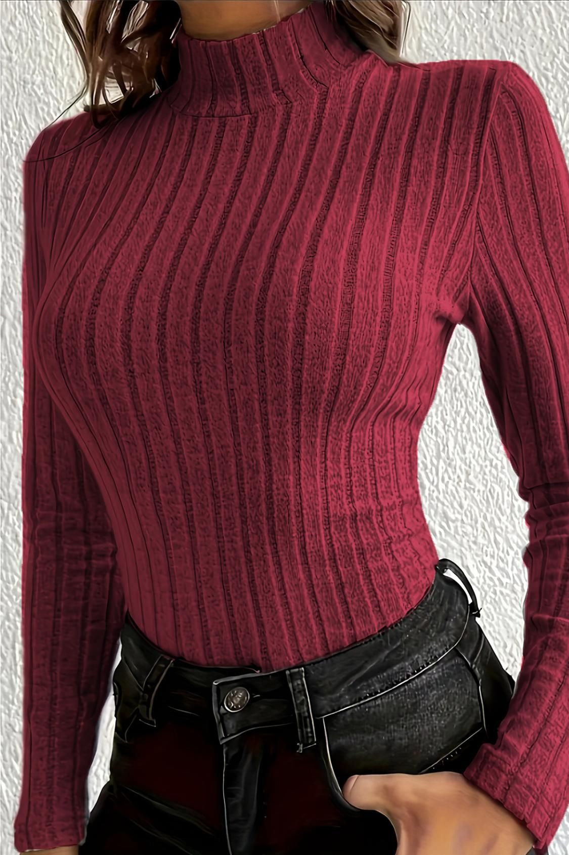 Slim Fit Mock Neck Knit Sweater 14