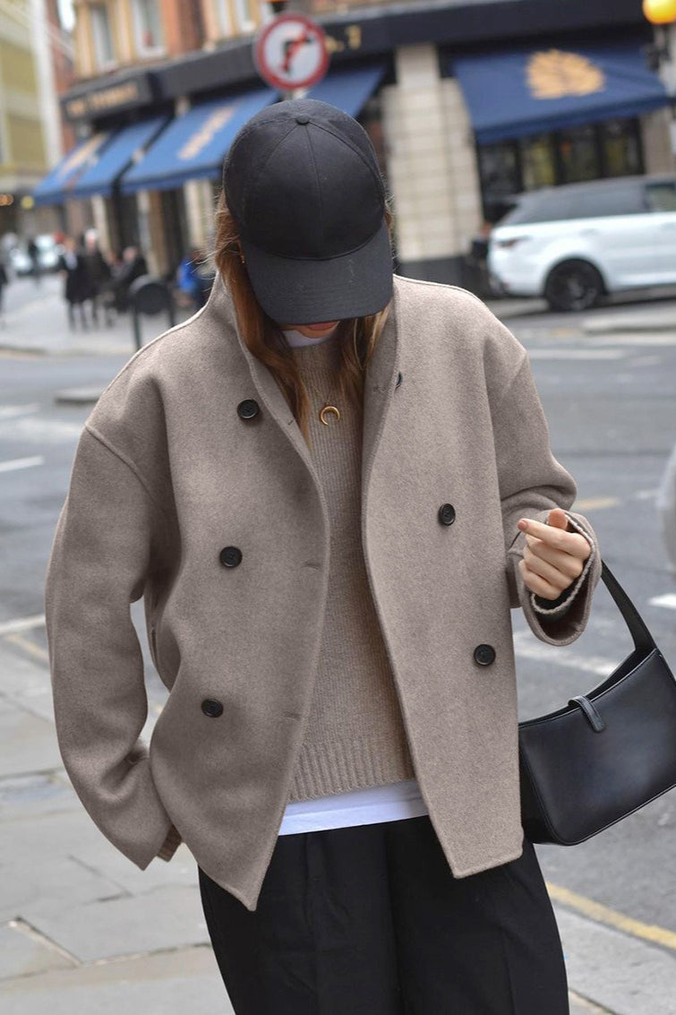 Brown Woolen Double Breasted Jacket