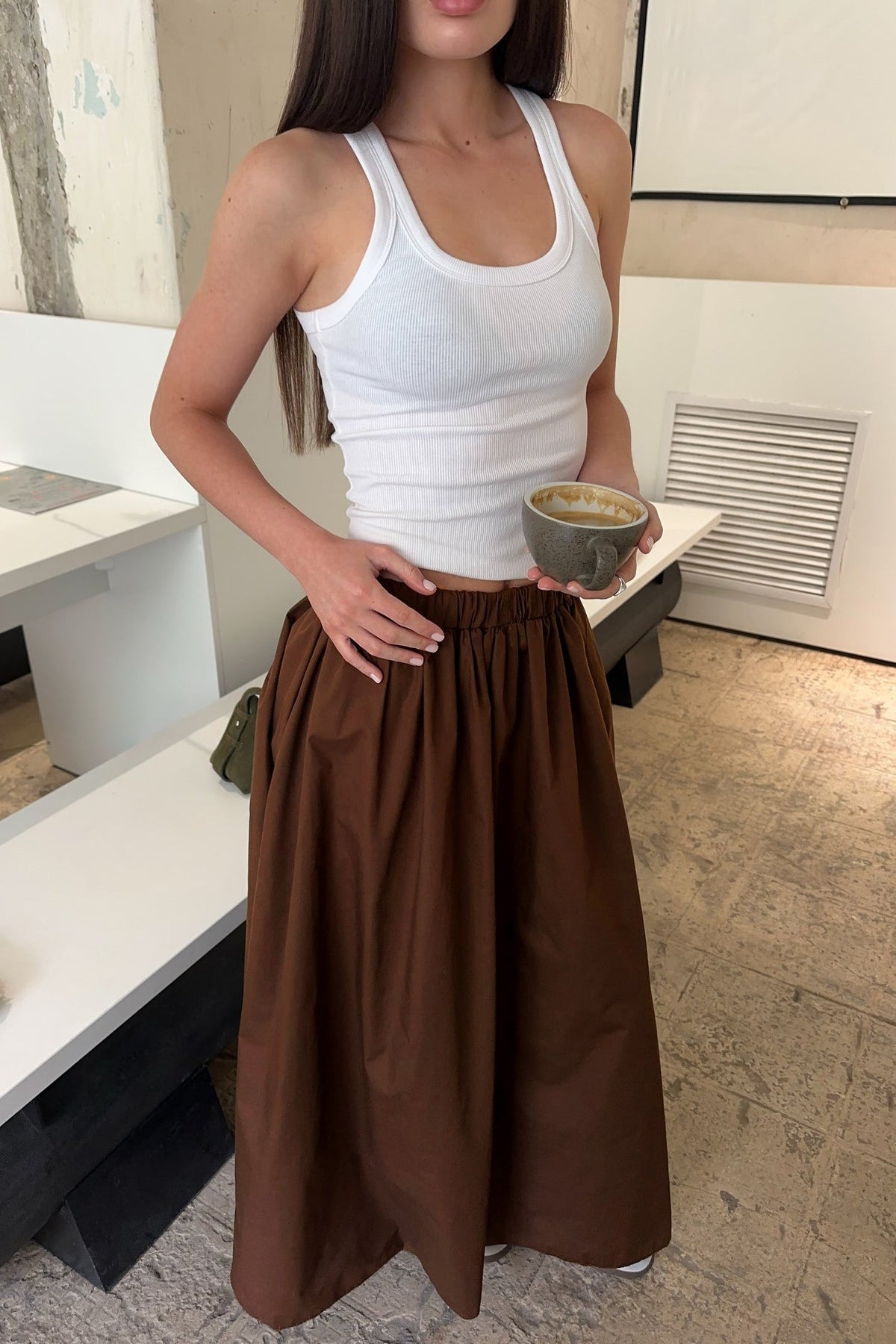Elastic-Waist Full Maxi Skirt