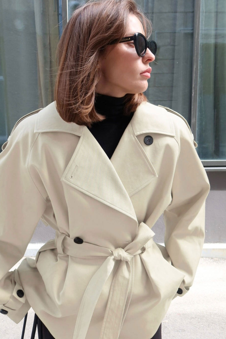 Belted Collared Loose Fit Jacket 7