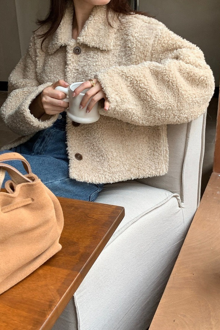 Thickened Lapel Cropped Coat - Fashionpara