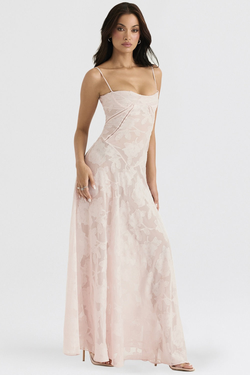 Floral Print Sweetheart Spaghetti Strap Slip Maxi Dress
