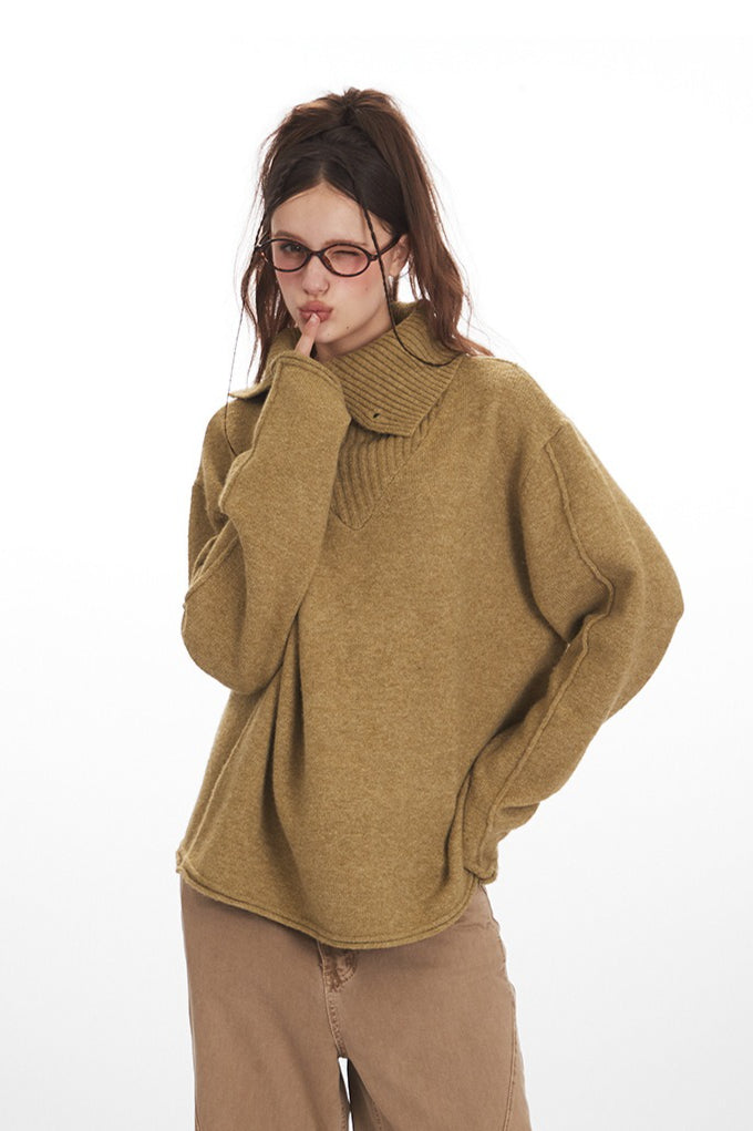 PrincessAce Vintage High Neck Loose Fit Sweater for Comfort