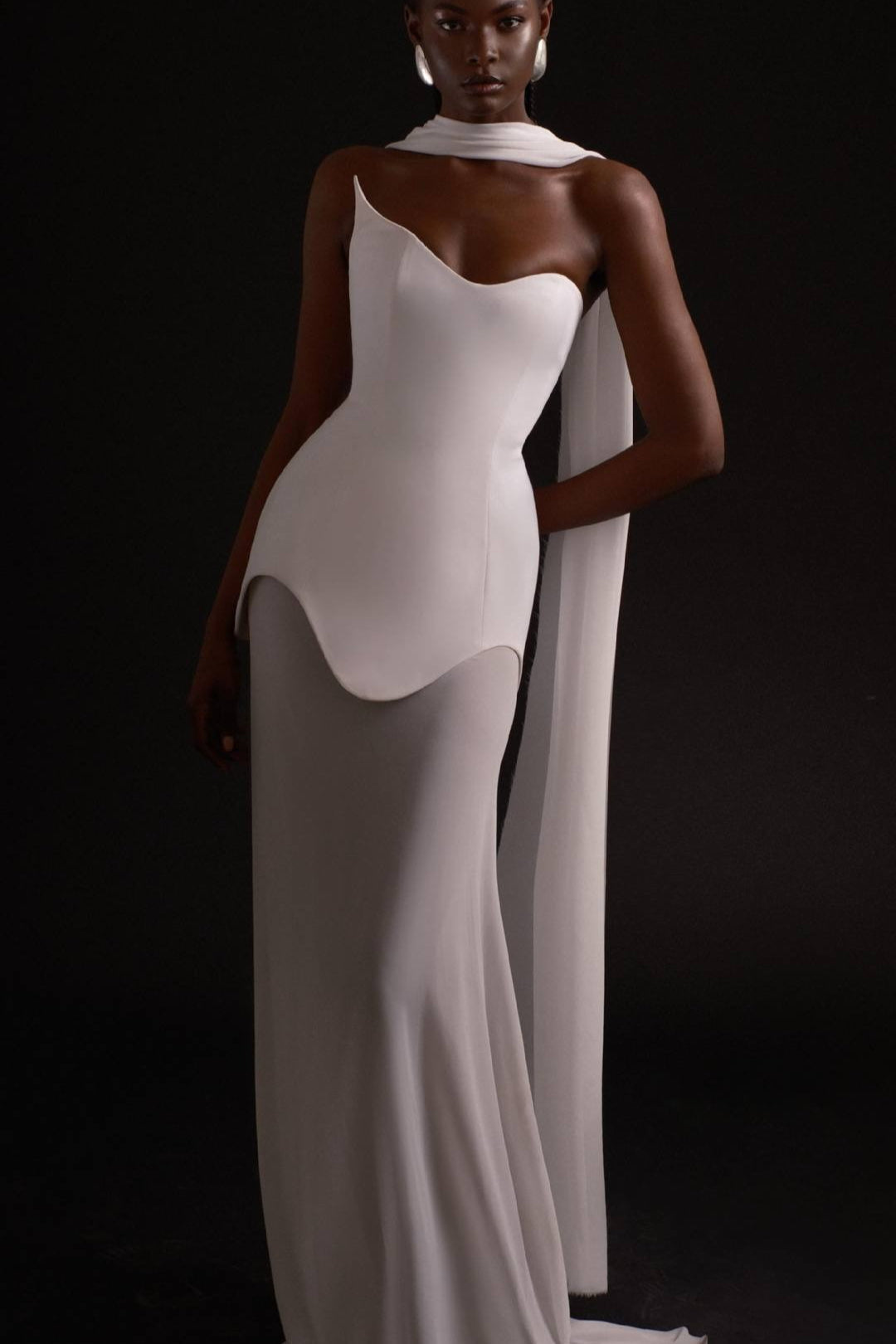 One-Shoulder Sheer Mesh Bodycon Maxi Gown 9