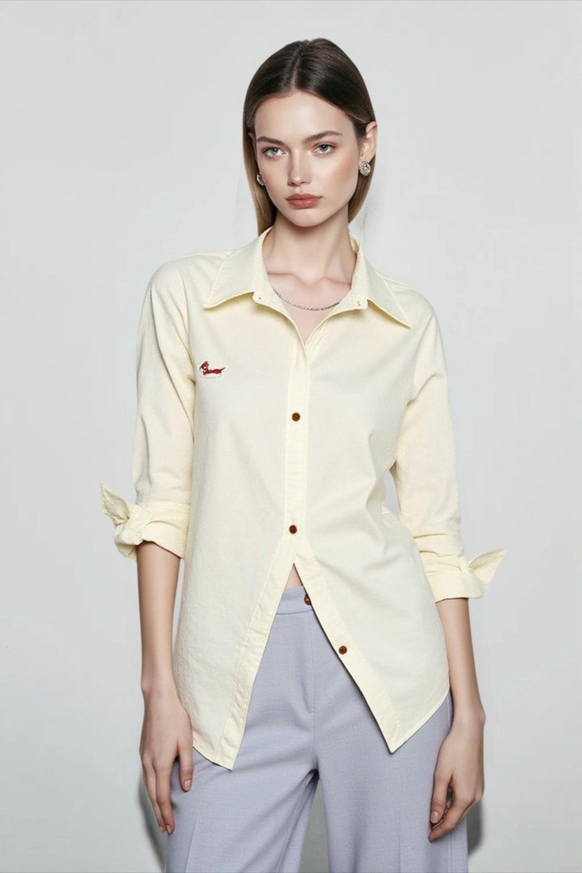 Linen Blend Embroidered Blouse
