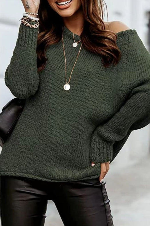 PrincessAce Off-Shoulder Loose Knit Sweater for Effortless Style
