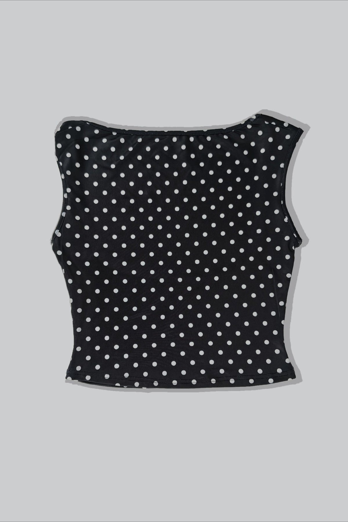 Polka Dot Boat Neck Open Back T-shirt