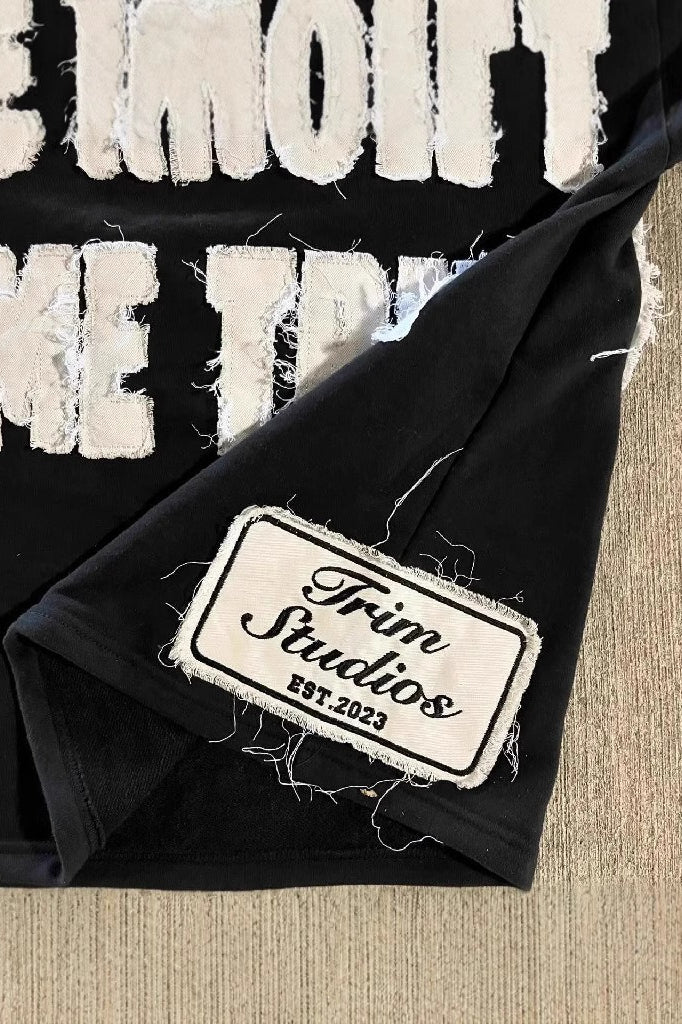 Street Pullover Letter Patch Loose Crew T-shirt 4