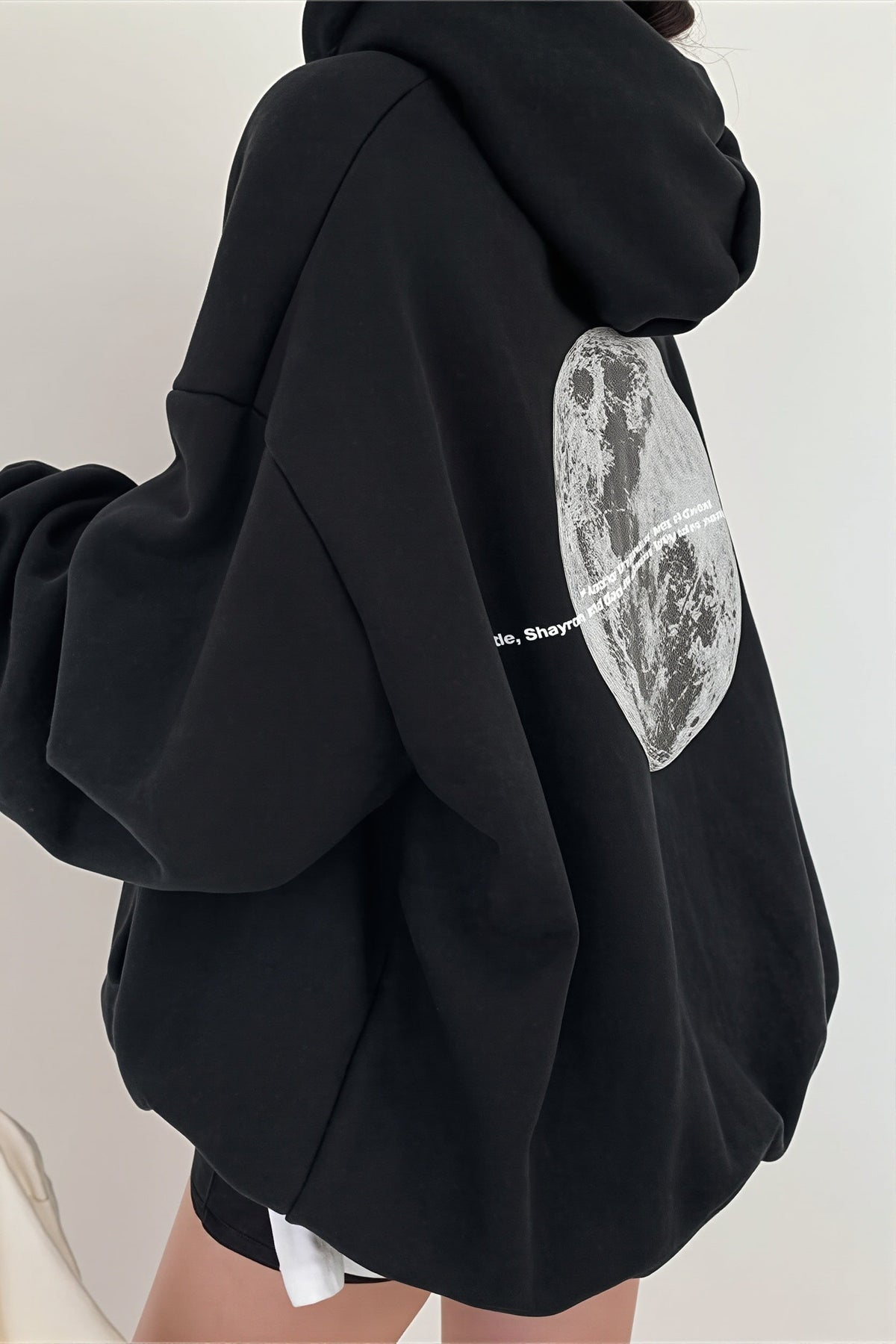 Moon Print Oversize Pullover Hoodie