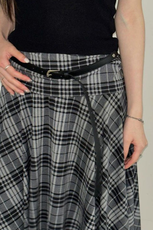 Vintage High-Waist Faux Leather Midi Skirt