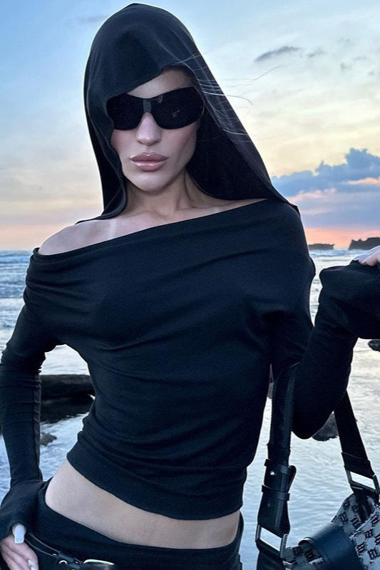 Dark Style Hooded V-Neck Hoodie