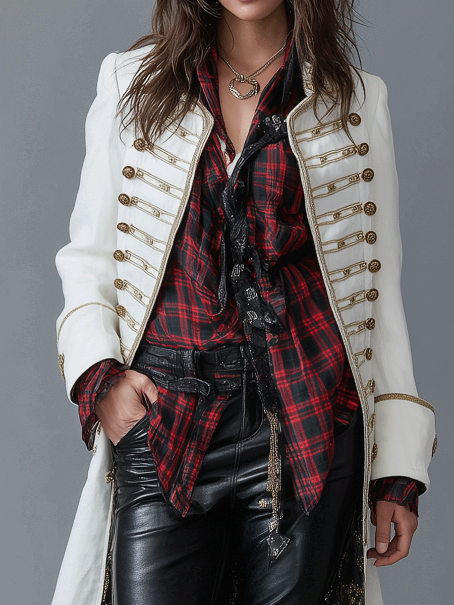 Vintage Chic White Military Double Breasted Longline Coat - Fashionpara