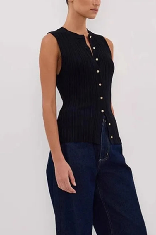 Solid Ribbed Sleeveless Cardigan 4