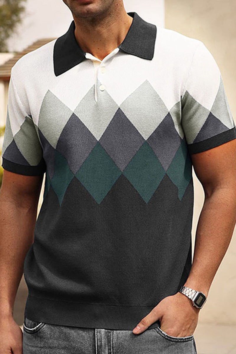 Men's Jacquard Knit Polo Shirt - Fashionpara