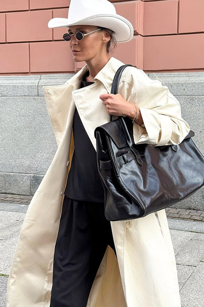 Wool Blend Belted Slim Fit Elegant Solid Overcoat