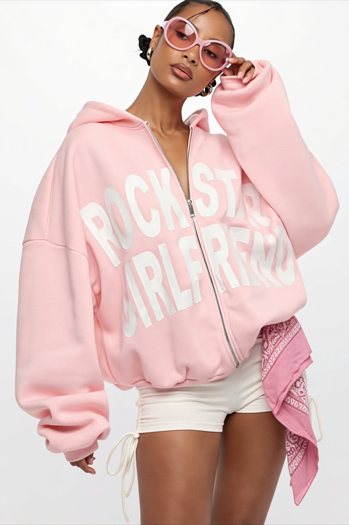 Letter Graphic Cropped Pullover Hoodie