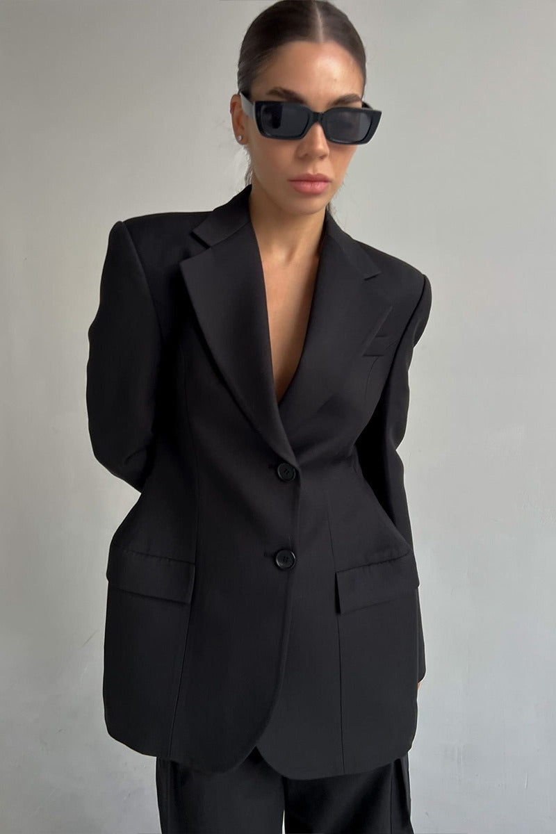 Sculpted Waist Double Button Blazer 2