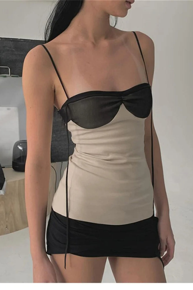 Patchwork Backless Mini Dress