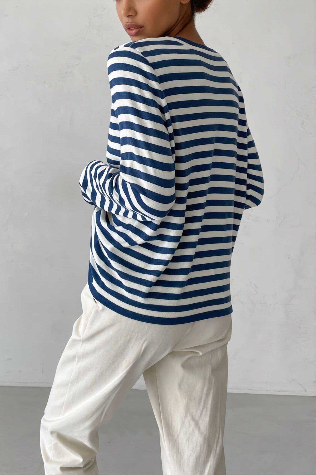 Classic Stripe Crew Neck Relaxed Sweater 5