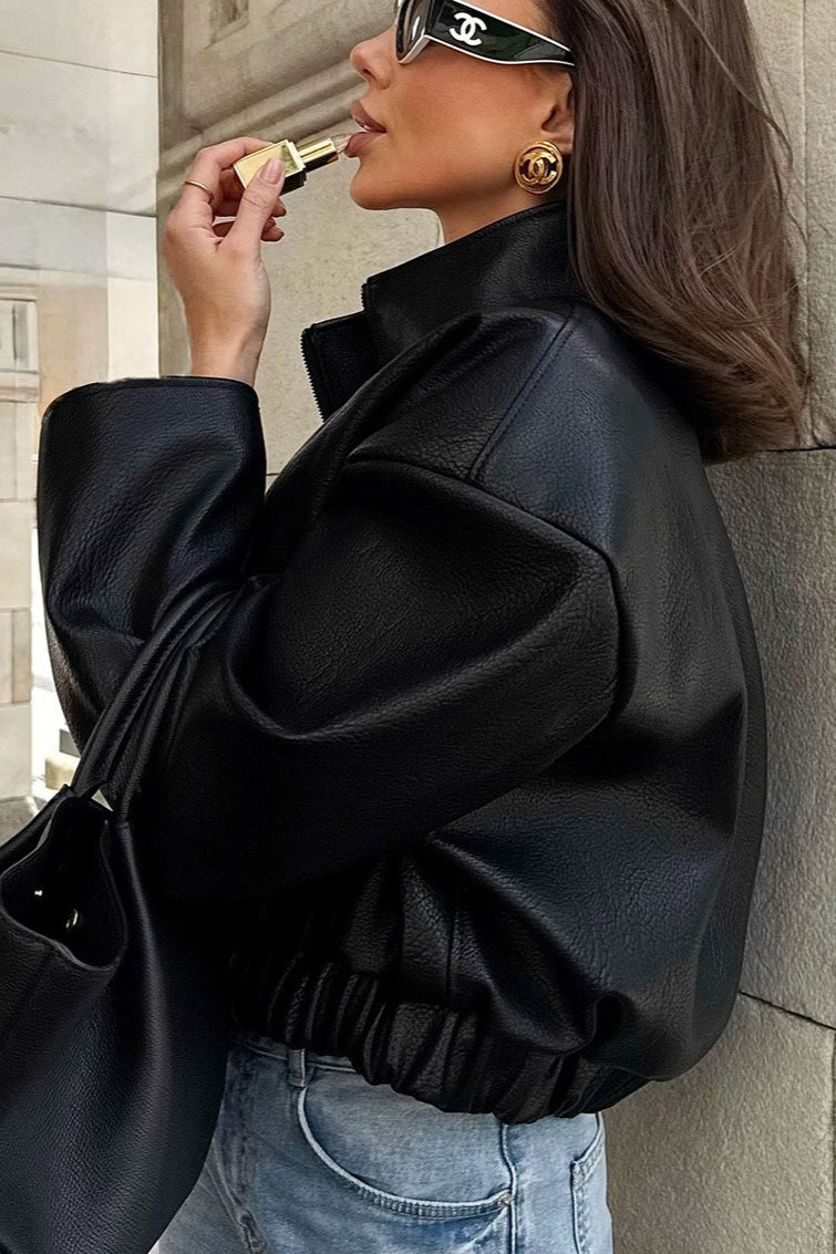 Black PU Leather Jacket 3
