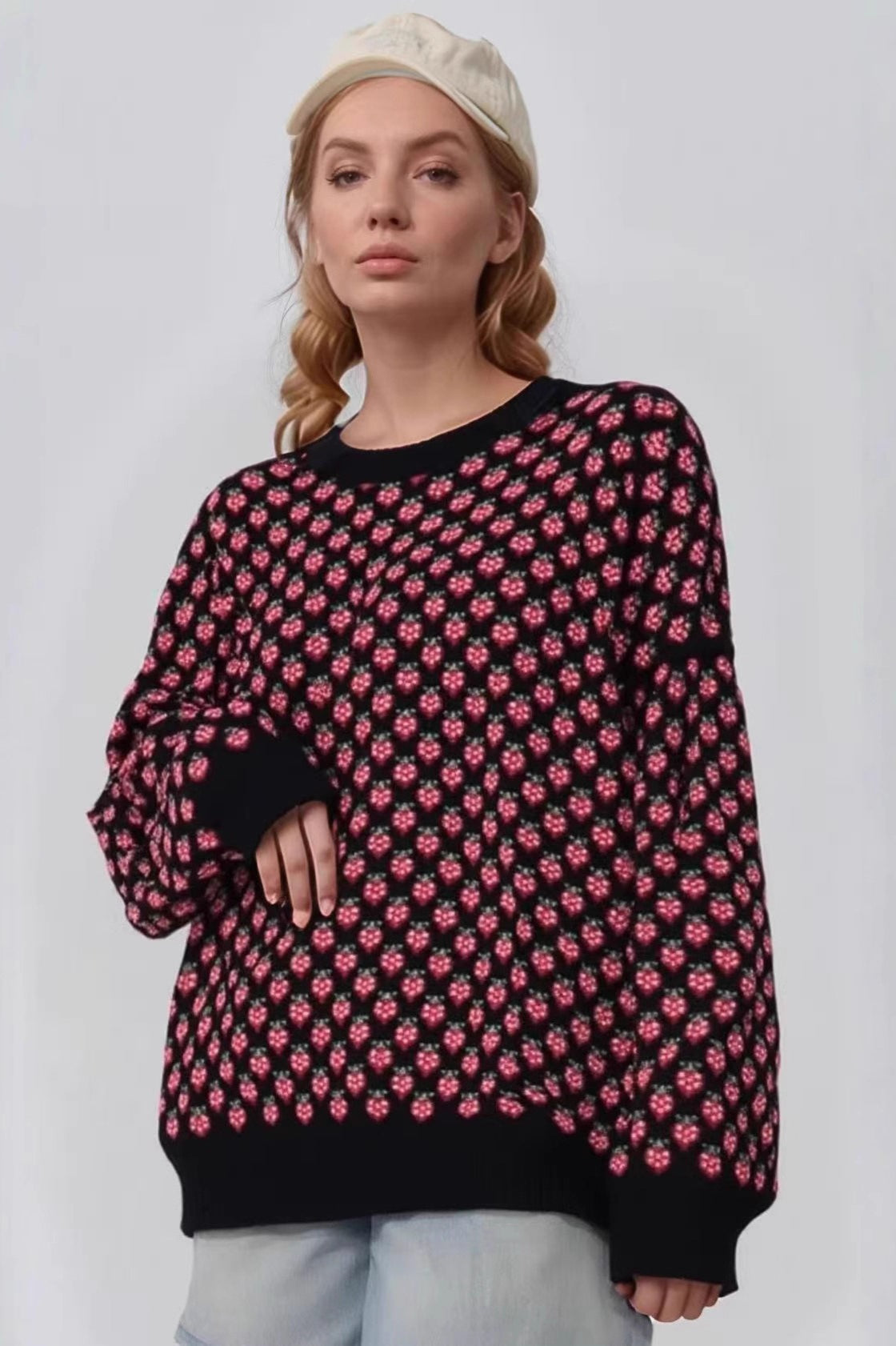 Strawberry Jacquard Knit Sweater 4