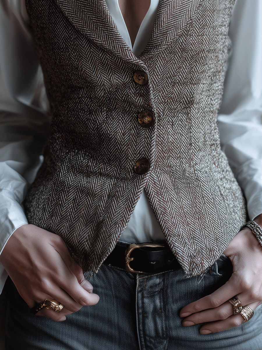 Vintage Tailored Classic Textured Waistcoat
