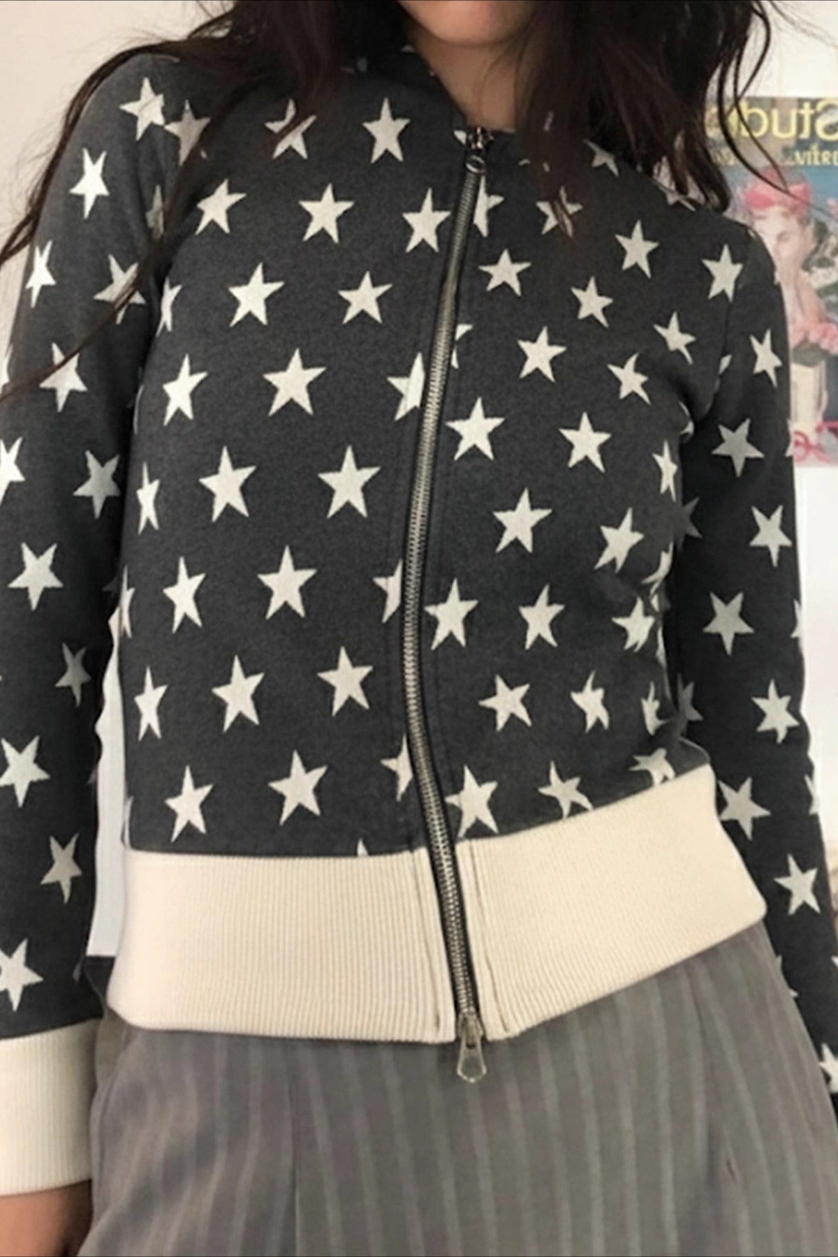 Star Jacquard Zip Hoodie