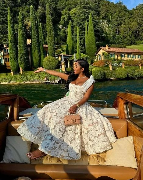 A Line Floor Length Lace Evening Party Dress For Women - Fashionpara