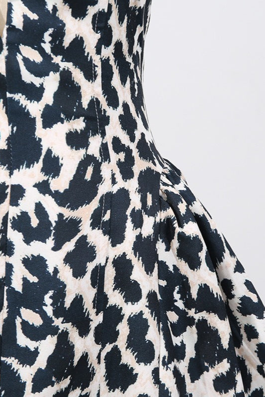 Leopard Print Halter Neck Fit & Flare Mini Dress